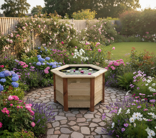 Wooden garden decking - garden,