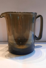 Vintage smoked Glass Jug in green/olive Retro Mid-Century 
