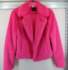 WOMEN'S BEAUTIFUL DOLCE CABO HOT PINK FAUX FUR COAT JACKET BNWOT SIZE LARGE WARM