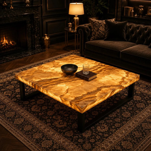 Honey onyx coffee table - onyx,