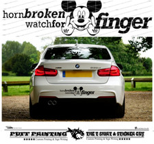HORN BROKEN WATCH FOR FINGER Stickers Funny Car Bumper Novelty Vinyl Disney