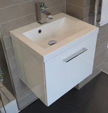 EX- Display Faeber Barcelona 500mm Single Basin Vanity Unit - Gloss White