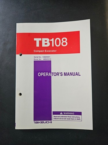 Takeuchi tb108 operators - takeuchi,