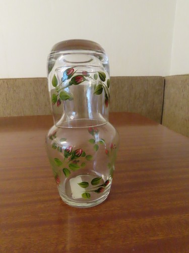 Vintage glass water carafe - glass,
