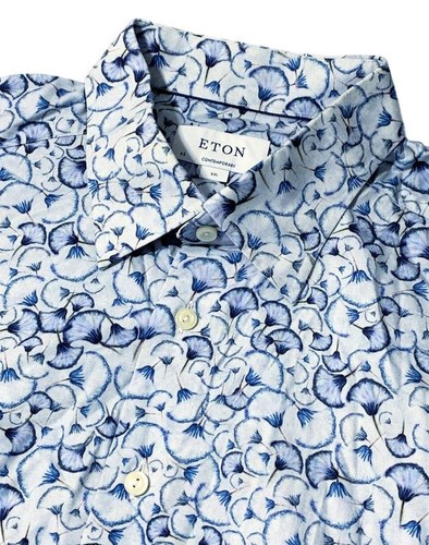 Men eton shirt blue cotton - men,