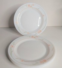 Pyrex England Milk Glass Peach Pink Floral 7.5" Side Plates X  4 Vintage 