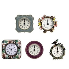 Table Clock Decorative Enamel Desk Clock Vintage European Pattern Small Clock