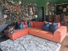 ✨ Large Corner Sofa Bed – Bold Orange Velvet, Modern & Stylish ✨