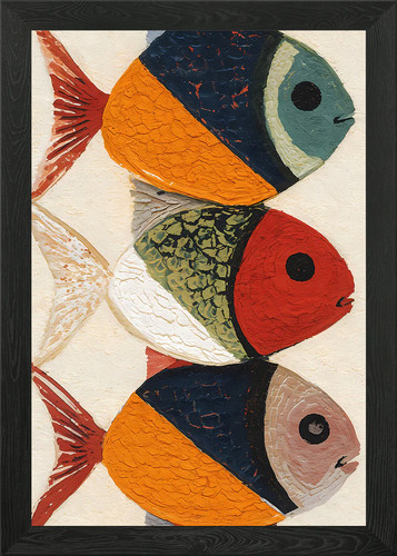Colorful stacked fish painting - colorful,