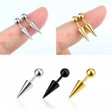 Cone Spike Barbell Stud Helix Earrings Screw Back Surgical Steel Punk Earring UK