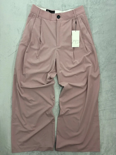 Zara pink pleated wide leg - pink,