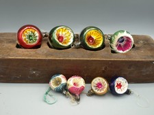 Vintage Collection of 8 MIXED Mercury Glass Indented Hanging Festive Baubles