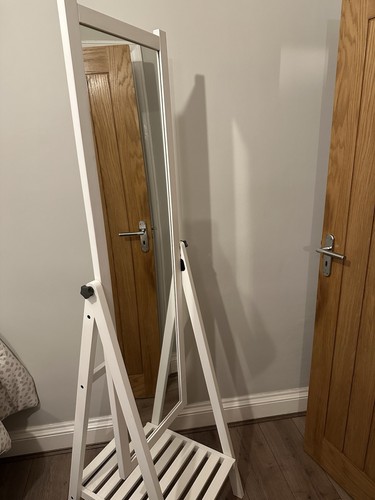 White wooden mirror stand - white,