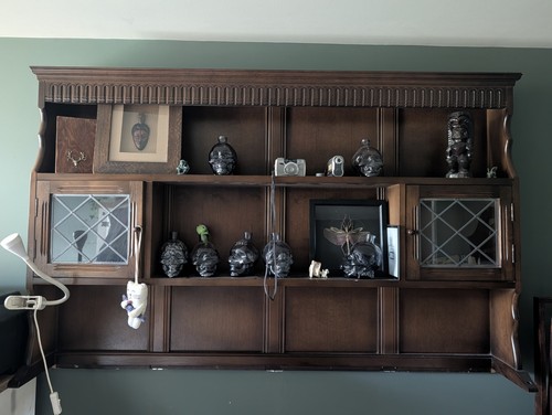 Vintage oak dresser top leaded - vintage,