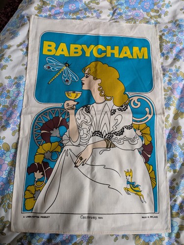 Vintage babycham tea towel - babycham,