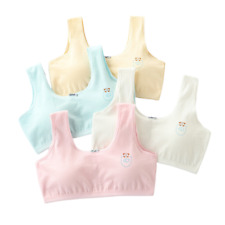 4 Pack Girls Bra Cotton Soft Kids Bra with Padded Crop Tops for Teenage Age 8-16