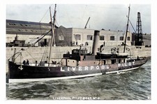 ptc2575 - Lancs. - Steam Pilot Boat No.4 patrols Liverpool Docks - print 6x4