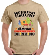 Camping T-Shirt Weekend Forecast Drinking Mens Funny Festival Glastonbury V Tent
