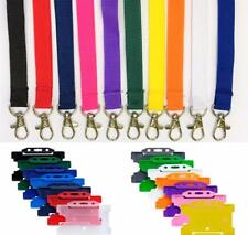 Plain Lanyard Neck Strap metal clip Lanyard With ID Badge Card Holder - FREE P&P