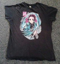 Demon Slayer Tanjiro Sword Black T Shirt Women SizeM? Teen Unisex Kimetsu Gildan