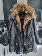 Whistles Parka Black Waxy Coat
