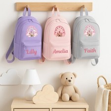Personalised Backpack for Girls Unicorn Castle, School Nursery Bag for Girls