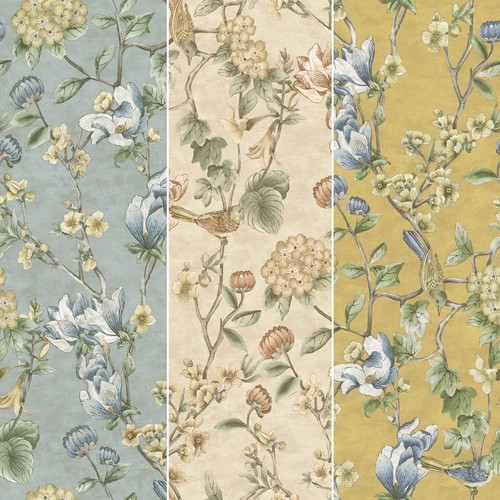 Floral bird trail wallpaper - bird,