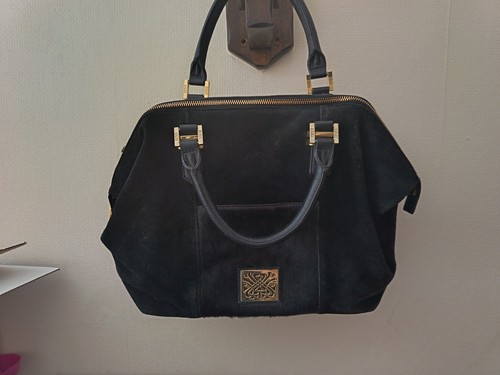Large black genuine - black, leather/