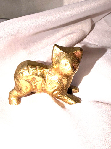 Vintage brass manx cat - manx,