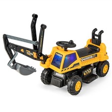 Kids Yellow Ride-on Excavator Electric Tractor Digger 30°Rotatable Function