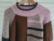 WHITE STUFF MEDWAY COLOUR BLOCK JUMPER SIZE 10 WOOL MIX FLUFFY