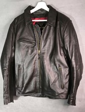 Triumph mens brown Vance leather motorcycle jacket sz L full zip bomber style