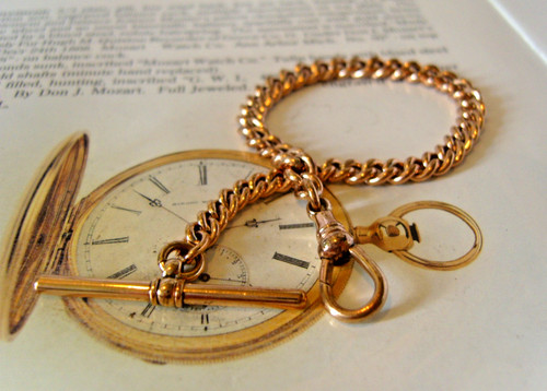 Pocket watch chain 18ct rose - watch,
