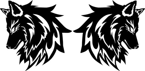 Tribal wolf head car camper - wolf, car,