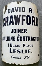 Vintage Curved Enamel Sign David R Crawford Joiner Leslie Scotland