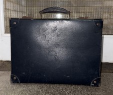 Small Vintage Blue Hardshell Cardboard Briefcase Suitcase 36cm x 27cm x 11cm 