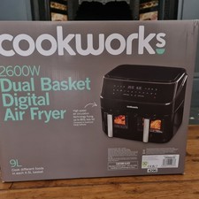 Cookworks 9L Dual Air Fryer 2600W - Digital LED Touchscreen - 12 Presets - Black
