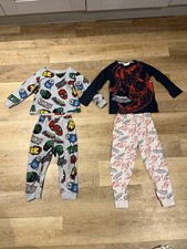 2 Pairs Of Boys Marvel Superhero Spider-Man Pyjamas PJ’s Fleece Cotton 4-5 Years