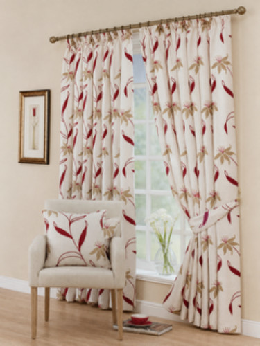 Lined floral curtains pencil - lined,