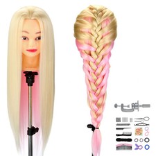 26-28" Training Head Styling Mannequin Manikin Doll With Hair Braid Tools Sets