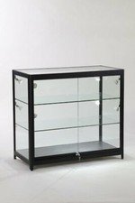  GLASS LIT BLACK ALUMINIUM COUNTER SHOWCASE 100CM DISPLAY RETAIL SHOP FITTING 