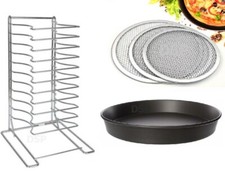 Stainless Steel Pizza Pan Rack 11 Slot Shelf Stacking Size12x12" Screen Lid Rack