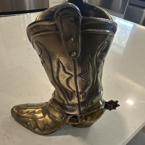 Vintage brass cowboy boot - cowboy,