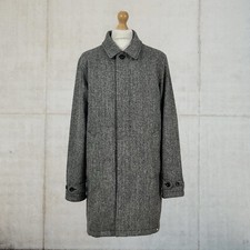 Pretty Green x Harris Tweed 100% Pure New Wool Fully Lined Coat In Grey Size XL
