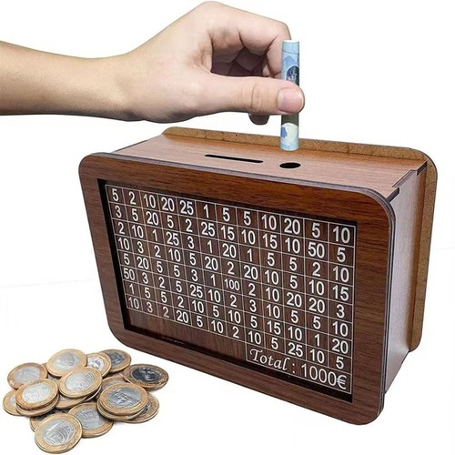 Wooden money box with counter - with,