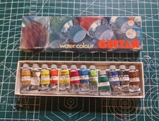 Vintage Boxed Guitar Water Colour Paints