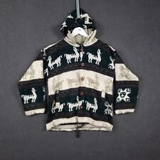 Vintage GENESIS Cardigan Jumper Mens M Ecuador Wool Alpaca Llama Chunky Hooded