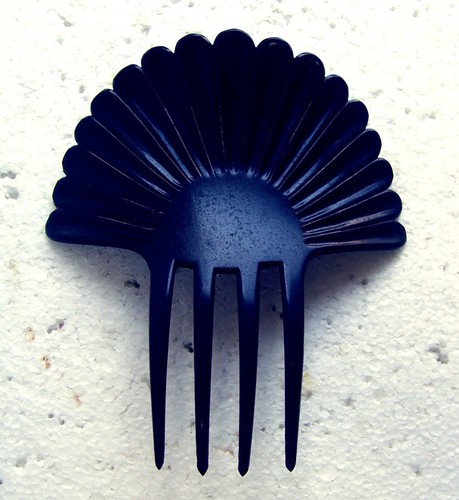 Art deco hair comb - hair, black