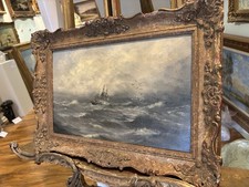 Original Oil Painting Ship at Sea 19th Century Gilt Frame Signed J. Callingham