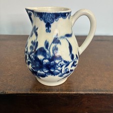 18th century porcelain Worcester blue & white cream jug, Mansfield pattern